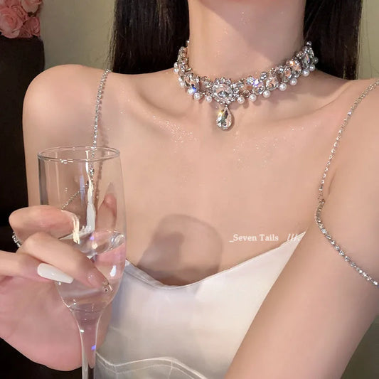 Encrusted Diamond Drop Pendant