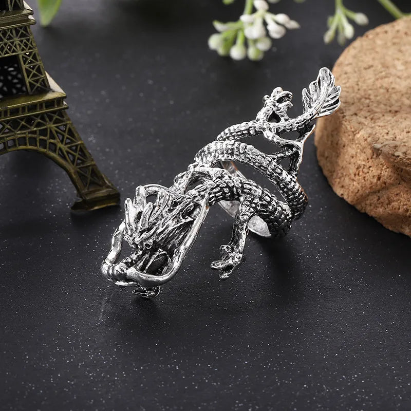 Silver Serpent Dragon Ring (Code-ZX#724)