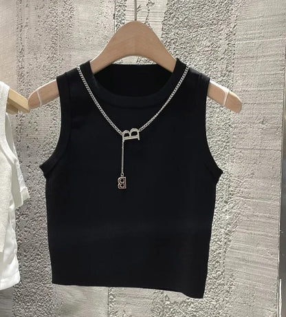 Women’s Casual Streetwear Tank Top – Stripe Contrast Binding Sleeveless Shirt(Code: ZX#362)