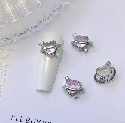Delicate Pink Crystal Nail Charms (Code-ZX#409)