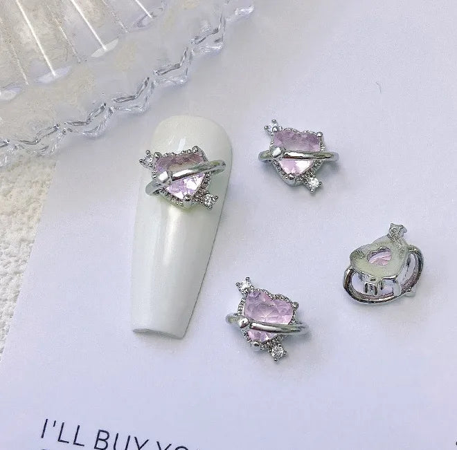 Delicate Pink Crystal Nail Charms (Code-ZX#409)