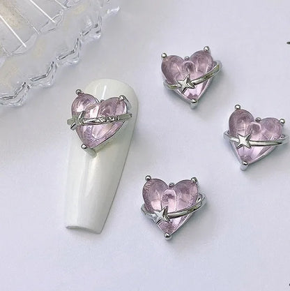 Delicate Pink Crystal Nail Charms (Code-ZX#409)
