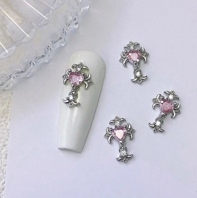 Delicate Pink Crystal Nail Charms (Code-ZX#409)