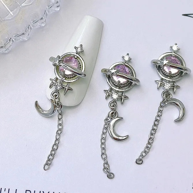 Delicate Pink Crystal Nail Charms (Code-ZX#409)