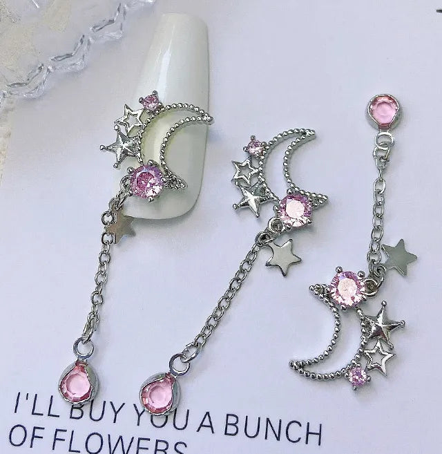 Delicate Pink Crystal Nail Charms (Code-ZX#409)