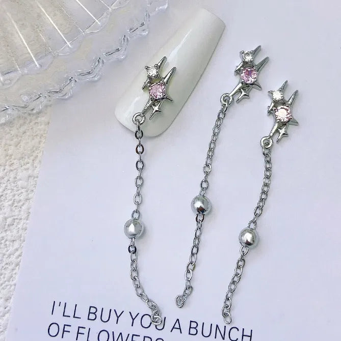 Delicate Pink Crystal Nail Charms (Code-ZX#409)