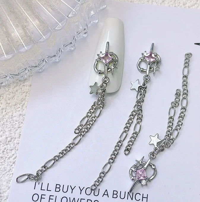 Delicate Pink Crystal Nail Charms (Code-ZX#409)