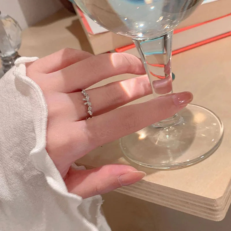 Women's IG Style Zircon Heart Bow – Adjustable Open Ring