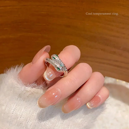 Women's IG Style Zircon Heart Bow – Adjustable Open Ring