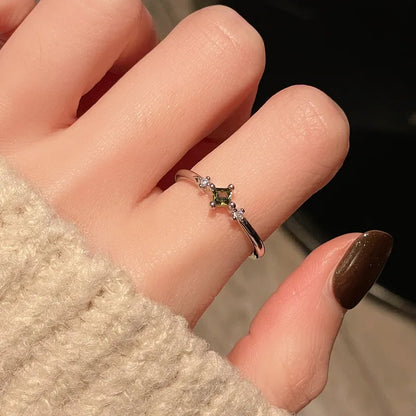 Elegant Green Gemstone Silver Adjustable Rings Collection