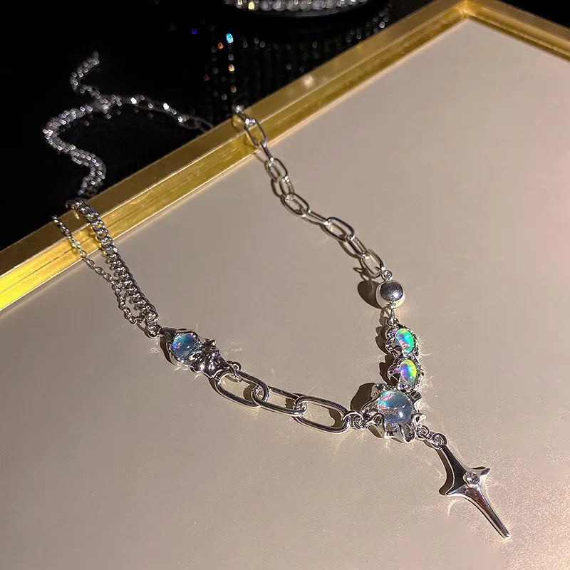 Celestial Cross Opal Necklace (Code-ZX#574)