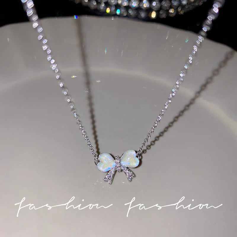 Crystal Bow Glow Necklace (Code-ZX#570)