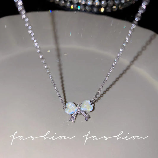 Crystal Bow Glow Necklace (Code-ZX#570)