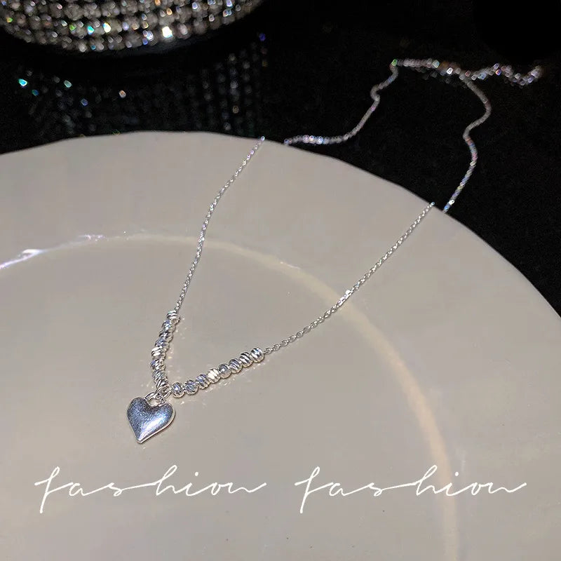 Silver Heart Charm Necklace (Code-ZX#564)