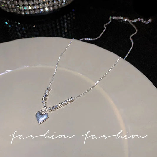 Silver Heart Charm Necklace (Code-ZX#564)