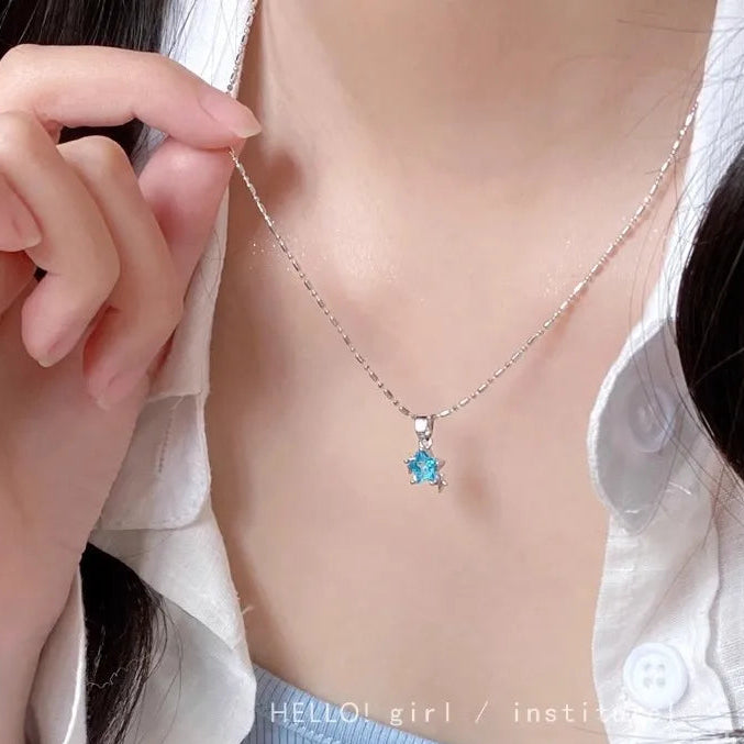 Blue Crystal Star Pendant (Code-ZX#567)