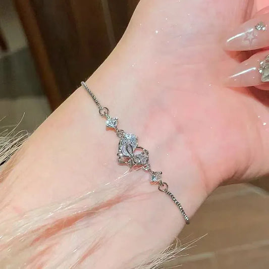 Sparkling Butterfly Charm Bracelet – Dainty Silver Zircon Jewelry