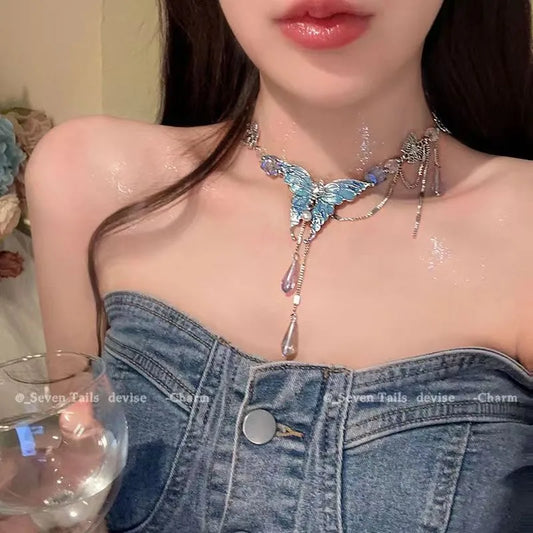 Blue Butterfly Necklace