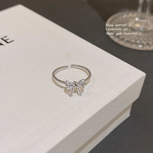 Crystal Bow Knot Adjustable Ring (Product Code: ZX#655) 🎀