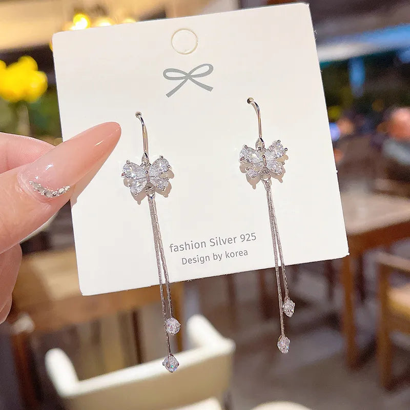 Crystal Flutter Drop Earrings (Code-ZX#627)