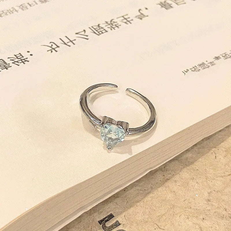 Aquamarine Sparkle Crystal Open Ring (Product Code: ZX#656) 💎