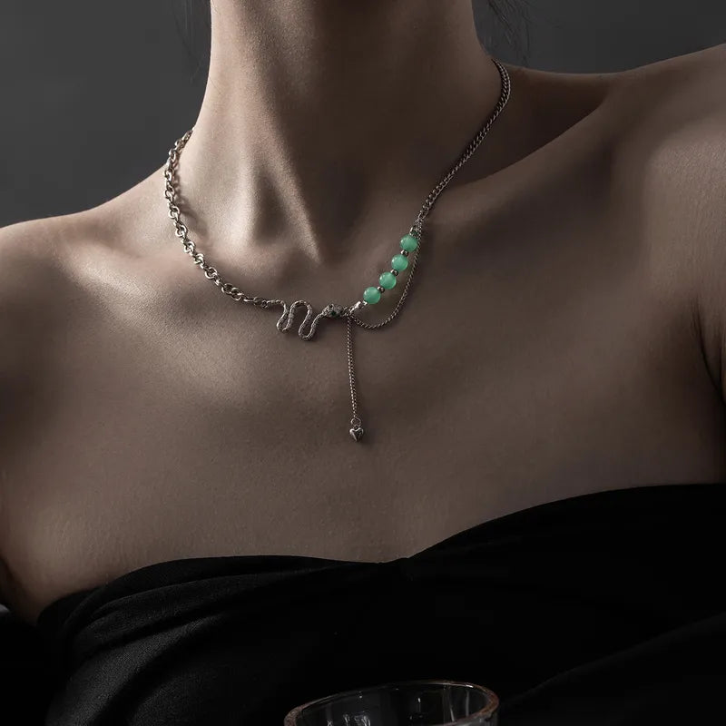 Emerald Serpent Chain Necklace (Code-ZX#555)