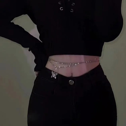Layered Crystal Waist Chain