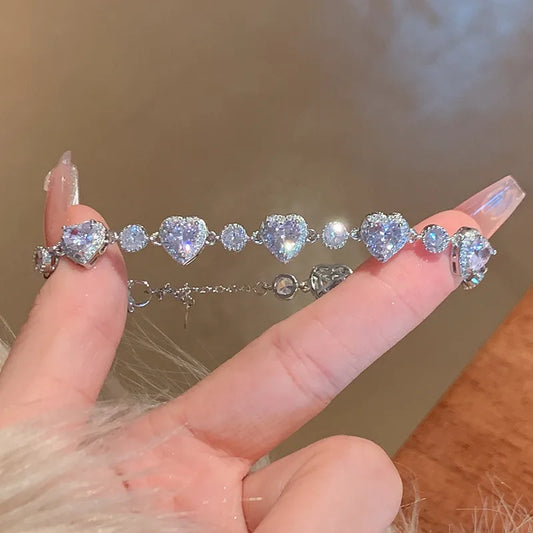Radiant Heart Crystal Bracelet – Elegant Adjustable Sparkle Jewelry for Women