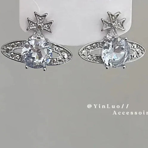 Galactic Cross Saturn Earrings (Code-ZX#648)