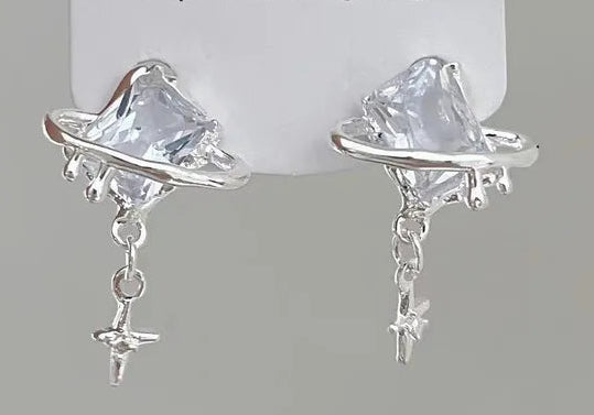 Saturn Crystal Orbit Earrings (Code-ZX#647)