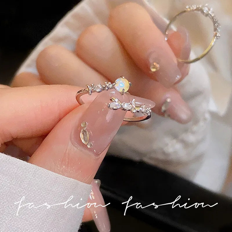 Opal Glow Crystal Ring Adjustable Opening (Product Code: ZX#662)
