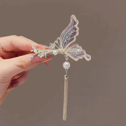 Iridescent Butterfly Pearl Hair Clip (Code-ZX#469)