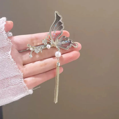 Iridescent Butterfly Pearl Hair Clip (Code-ZX#469)