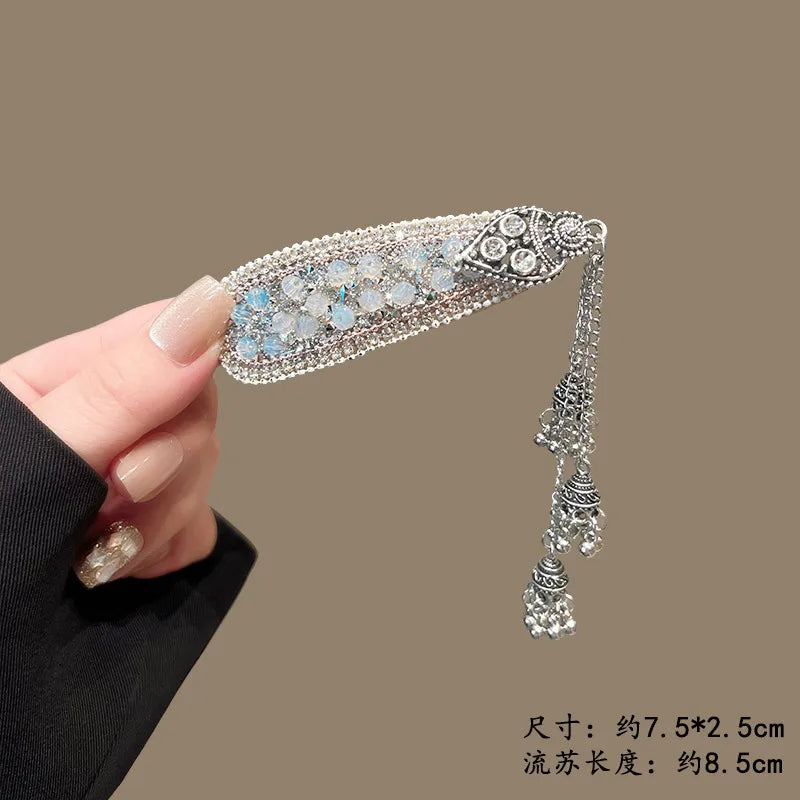 Pink Crystal Tassel Hair Clip (Code-ZX#473)