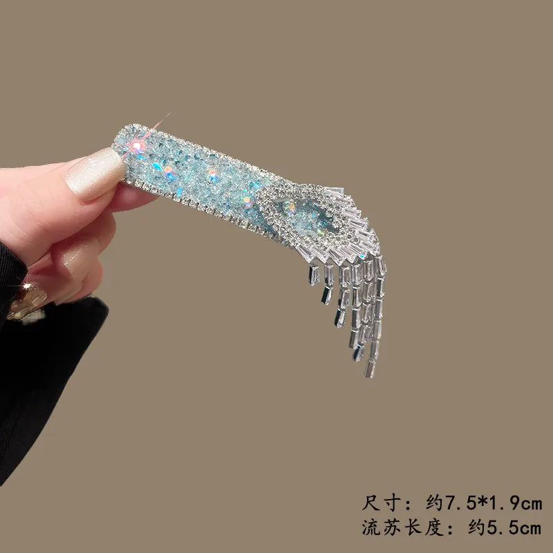 Blue Crystal Tassel Hair Clip (Code-ZX#477)