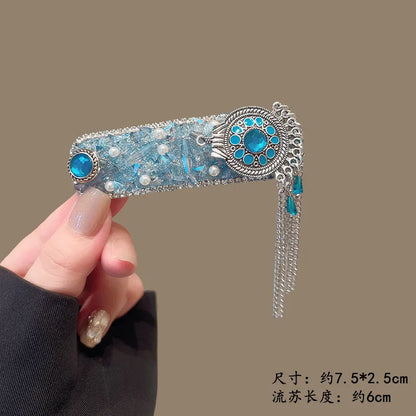 Blue Crystal Beaded Hair Clip (Code-ZX#474)