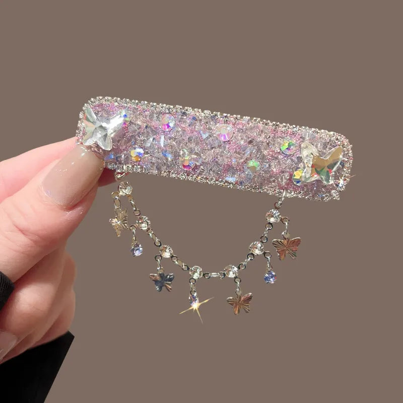 Crystal Butterfly Tassel Hair Clip (Code-ZX#476)