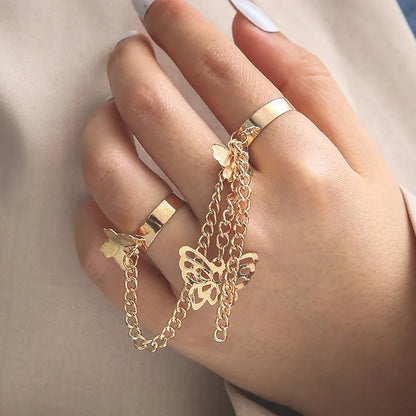 Golden Butterfly Chain Linked Rings (Code-ZX#733)