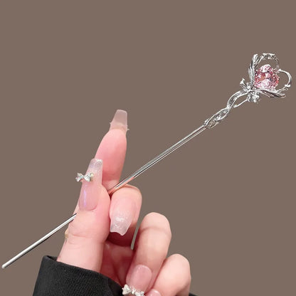 Pink Heart Magic Wand Hairpin (Code-ZX#479)
