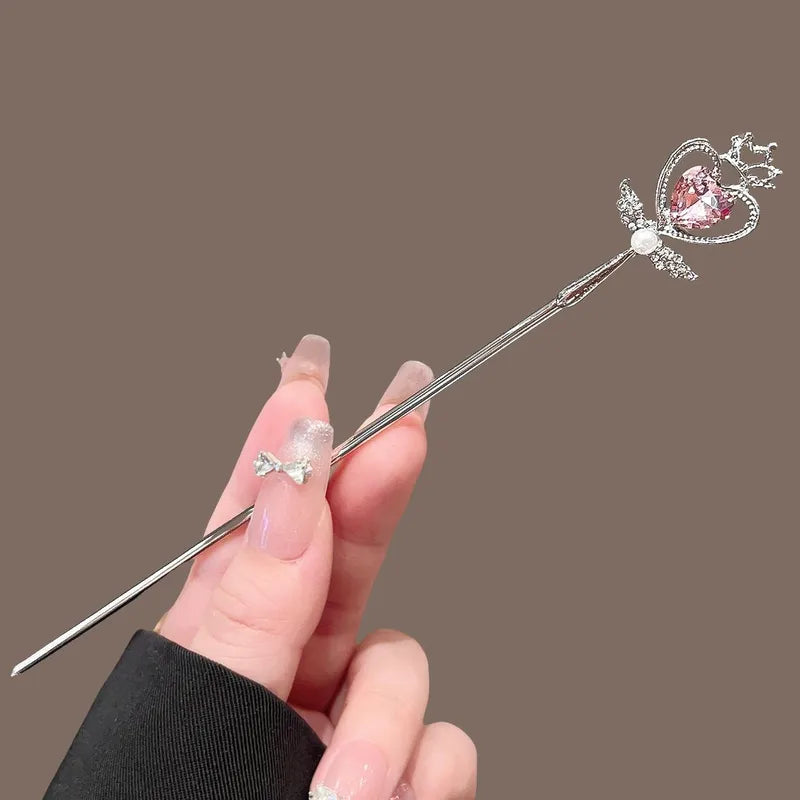 Pink Heart Magic Wand Hairpin (Code-ZX#479)
