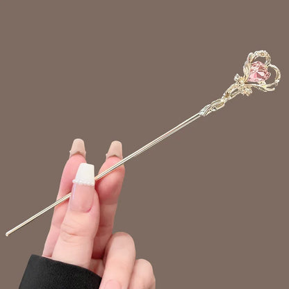 Pink Heart Magic Wand Hairpin (Code-ZX#479)