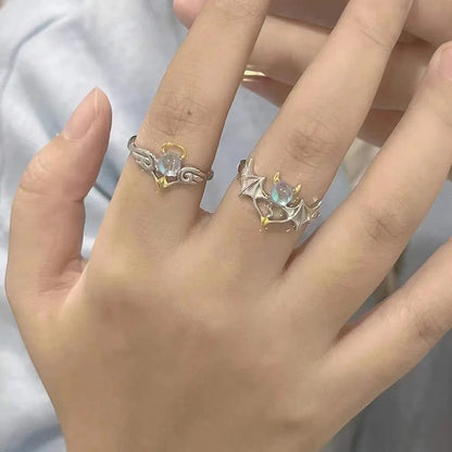 Angel & Devil  Rings – Adjustable Gothic Fantasy Design