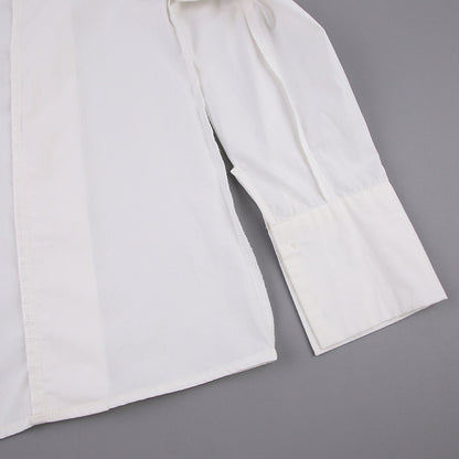 Women’s Elegant White Shirt – Solid Color Long Sleeve Button Down Blouse