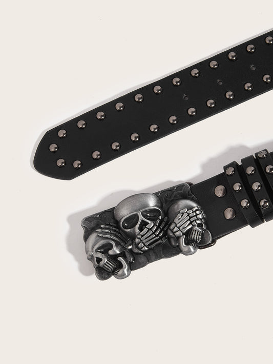 Exaggerated Punk Skull PU Leather Alloy Women's Leather Belts