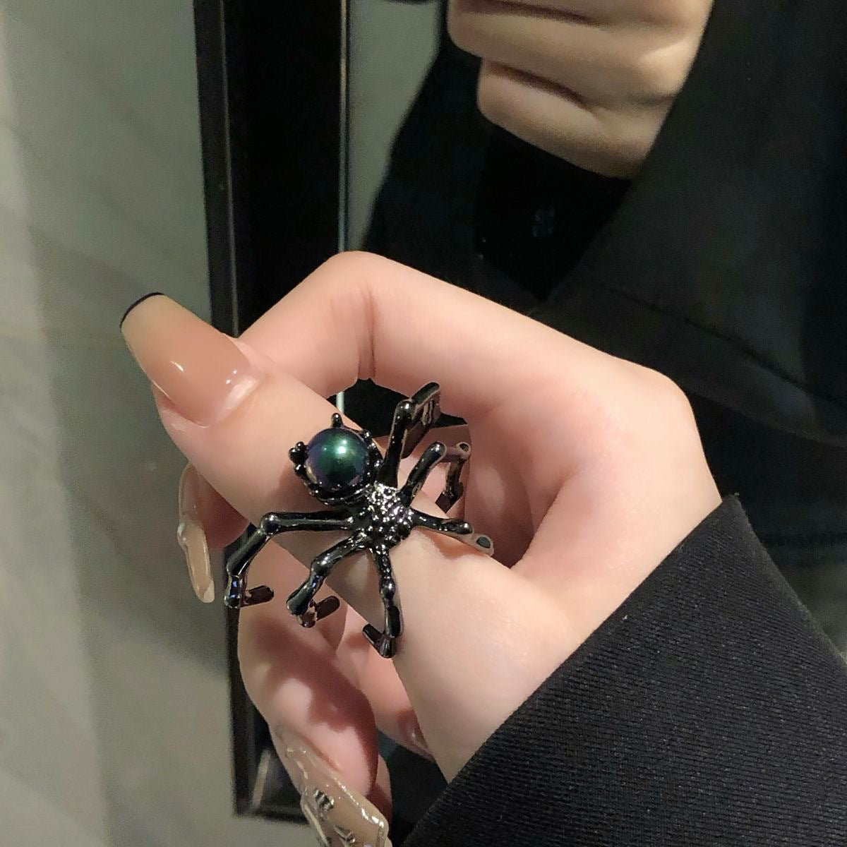 Gothic Retro Spider Moonstone Ring