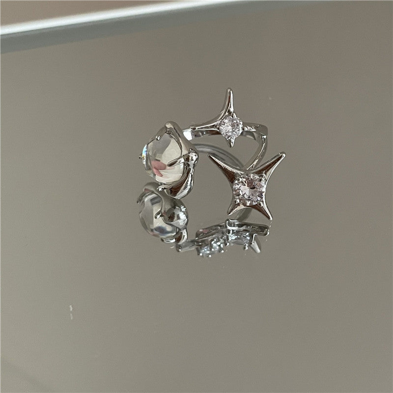 Y2K Star & Rose Crystal Ring