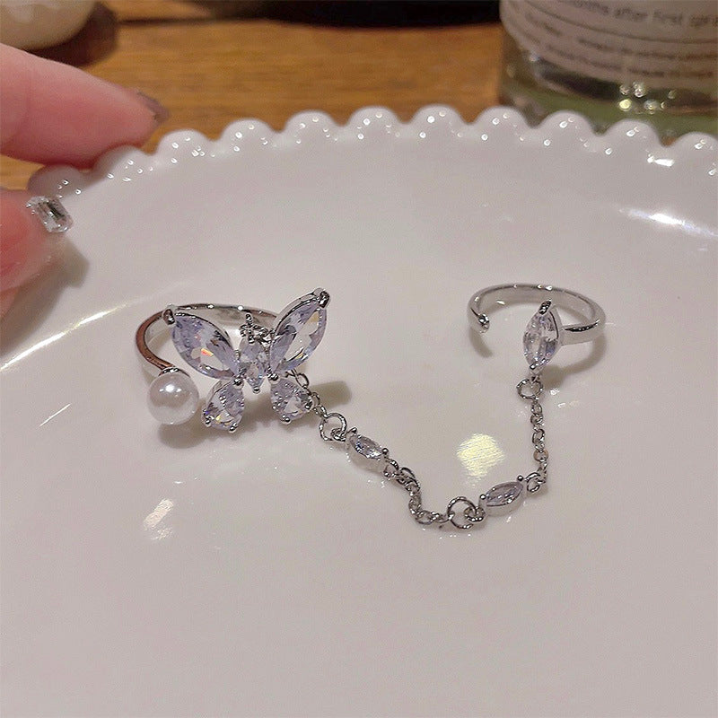 Silver Sparkle Fairy necklace & ring (Code-ZX#11)