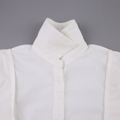 Women’s Elegant White Shirt – Solid Color Long Sleeve Button Down Blouse