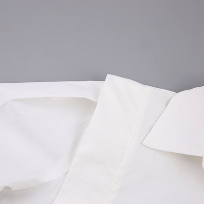Women’s Elegant White Shirt – Solid Color Long Sleeve Button Down Blouse