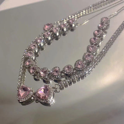 Glam Pink Heart Choker
